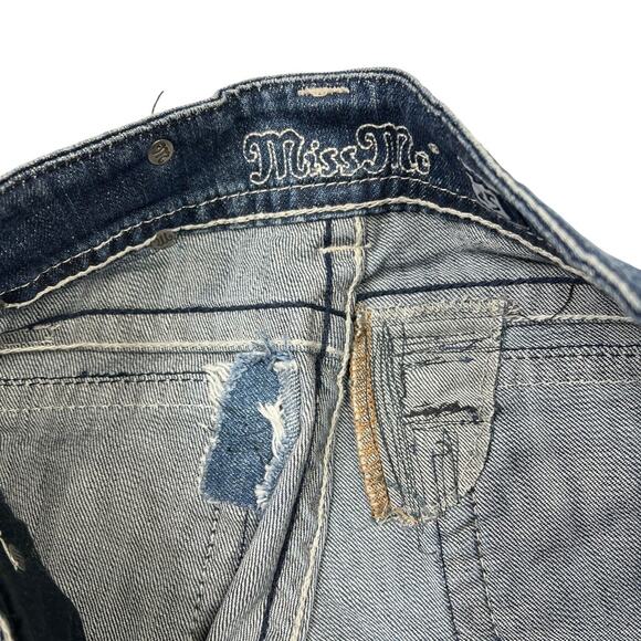 Miss Me Skinny Low Rise Jeans Y2K Wings Bling Rhinestones Embellished Womens 25 - Picture 5 of 8